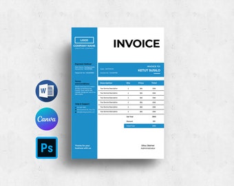 Minimal Invoice | Company Invoice Form Template |  Photoshop, Canva & Ms Word Template | Instant download