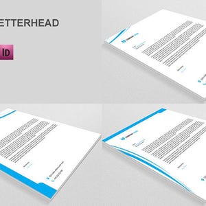May include: Three different letterhead templates with a blue wave design. Each template has a space for a company logo, address, and contact information.