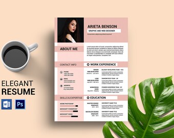 Minimalist Resume Template, Professional CV Design (Photoshop, MS Word)