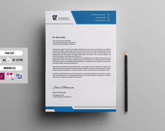 Letterhead Template | Corporate Letterhead, Multipurpose Letterhead, Printable Indesign & MS Word Template | Instant Download - V03