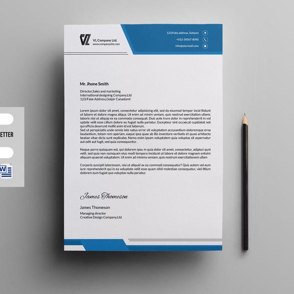 Briefkopf | Corporate Letterhead, Multipurpose Letterhead, printable Indesign & MS Word Template | Sofortiger Download - V03