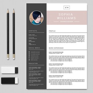 Minimal Resume Template | Cv design | Professional Resume |  Resume for Word and Photoshop | INSTANT DOWNLOAD | Cv-017