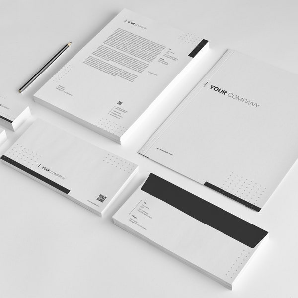 Clean Corporate Identity,  Corporate Stationery Design Template | Minimal Branding Identity Template |  Illustrator & MS Word Template | V09
