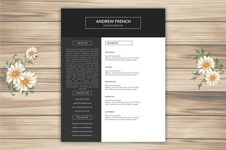 SALE Cv Design Instant Download CV-21 Resume Template for Word and Photoshop Professional Cv Template
