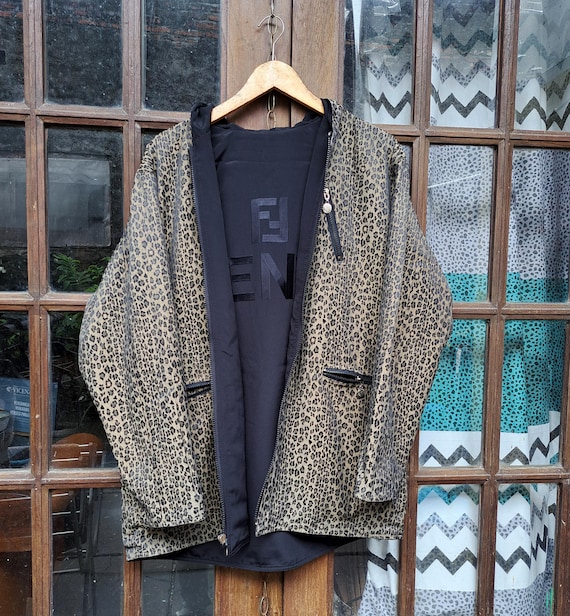 Vintage FENDI Leopard Animal Print Reversible Jacket Unisex Large