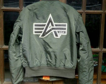 Vintage Alpha Industries Flight Bomber USAF Big - Mens Etsy Medium Logo. Jacket Ma1