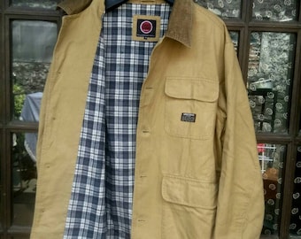 Chaqueta vintage LUCKY STRIKE de lona para hombre, talla mediana