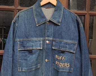 Free Shipping Vintage Y2K Ruff Ryders Dirty Denim DMX Jacket Mens
