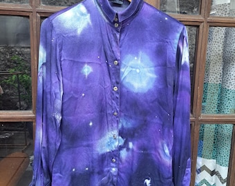 Escada Margaretha Ley Blouse Shirts Silk Galaxy Size 34 / XS Women
