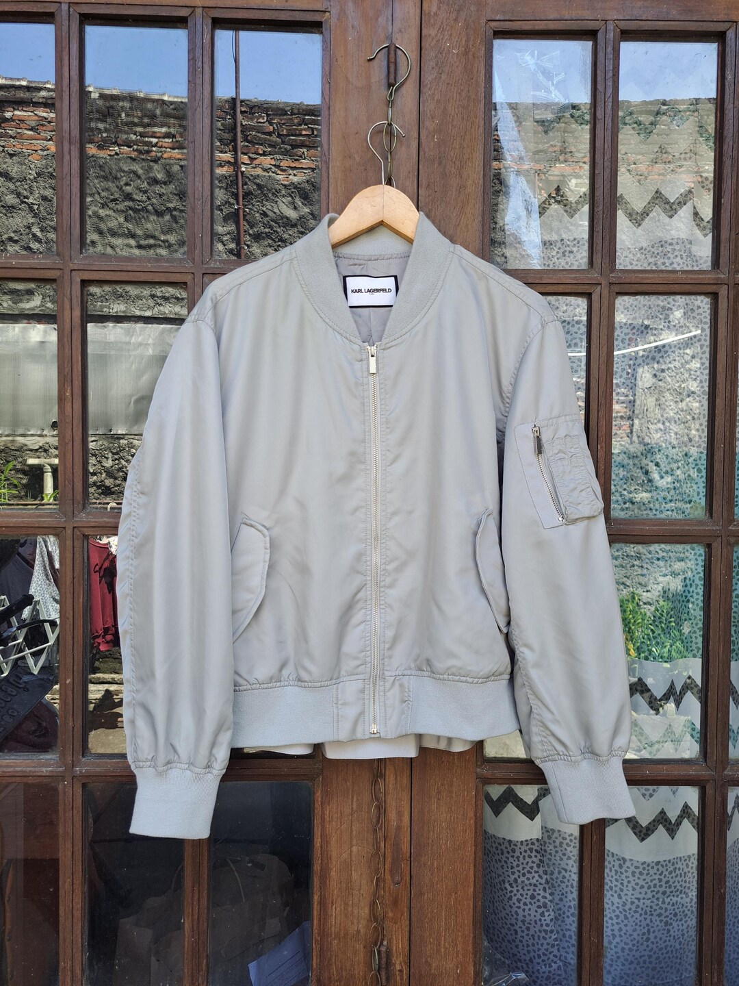KARL LAGERFELD Crop Bomber Jacket Unisex Medium - Etsy