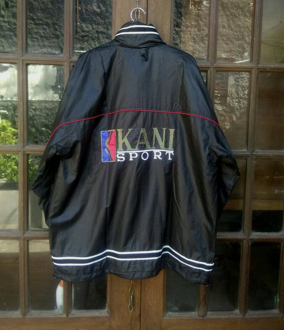 Vintage 90s KARL KANI Sport Jacket With Hidden Hoodie, Mens Large