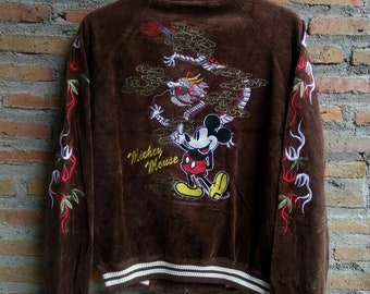 ジャケット・アウター Disney Mickey Reversible Vintage Sukajan Sukajan disney souvenir jacket - Gem Disney Mickey Reversible