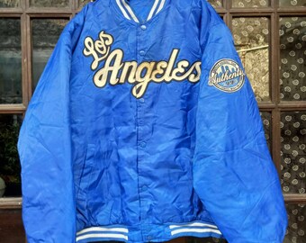 '80s スターター MLB チームジャケット LAD USA LA Dodgers 80s STARTER satin bomber jacket L blue MLB