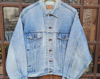 Vtg 80s Levi's 70507 0253 Black Acid Wash Denim Trucker Jacket