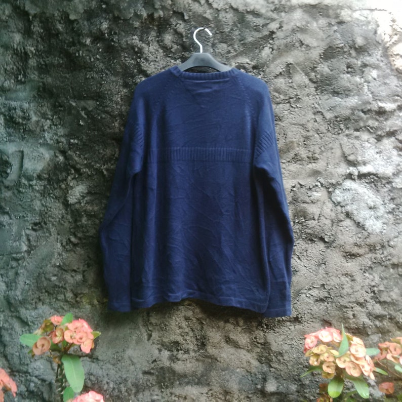 Vintage 90s Mens Tommy Hilfiger Big Flag Logo Sweater Knitwear Longslevee Crewneck Sz Small