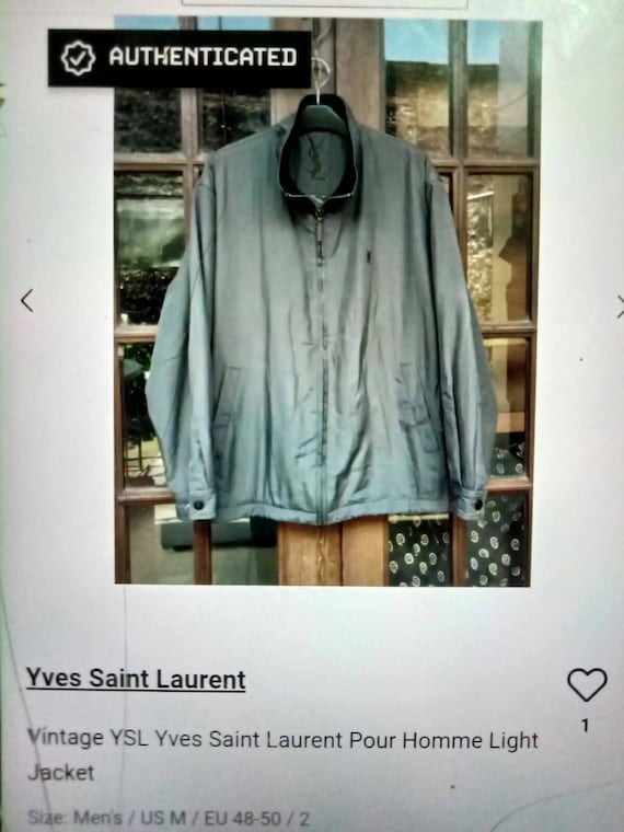 Vtg YSL Pour Homme Yves Saint Laurent Light Jacke… - image 2