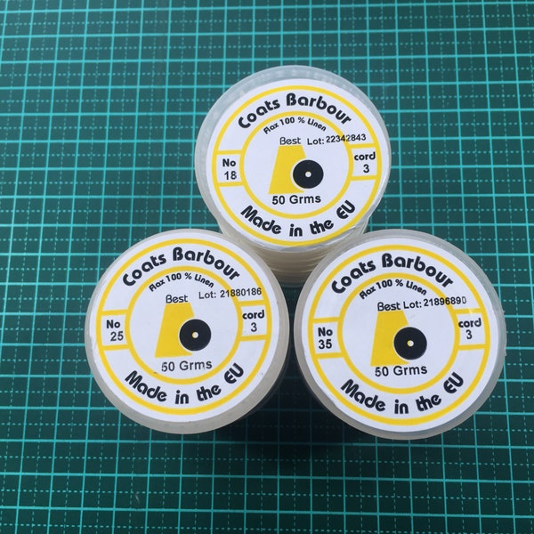 Linen Sewing Thread 10m (33') - off white - Three sizes unrivalled strength.