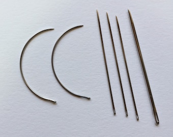 Bookbinders' needles sizes 18 - 15 and 20g curved