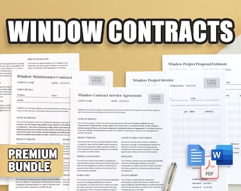 Contrato de instalación de ventanas: paquete de contrato de servicio / contrato, mantenimiento, factura, presupuesto / profesional y fácil de usar / Google Doc