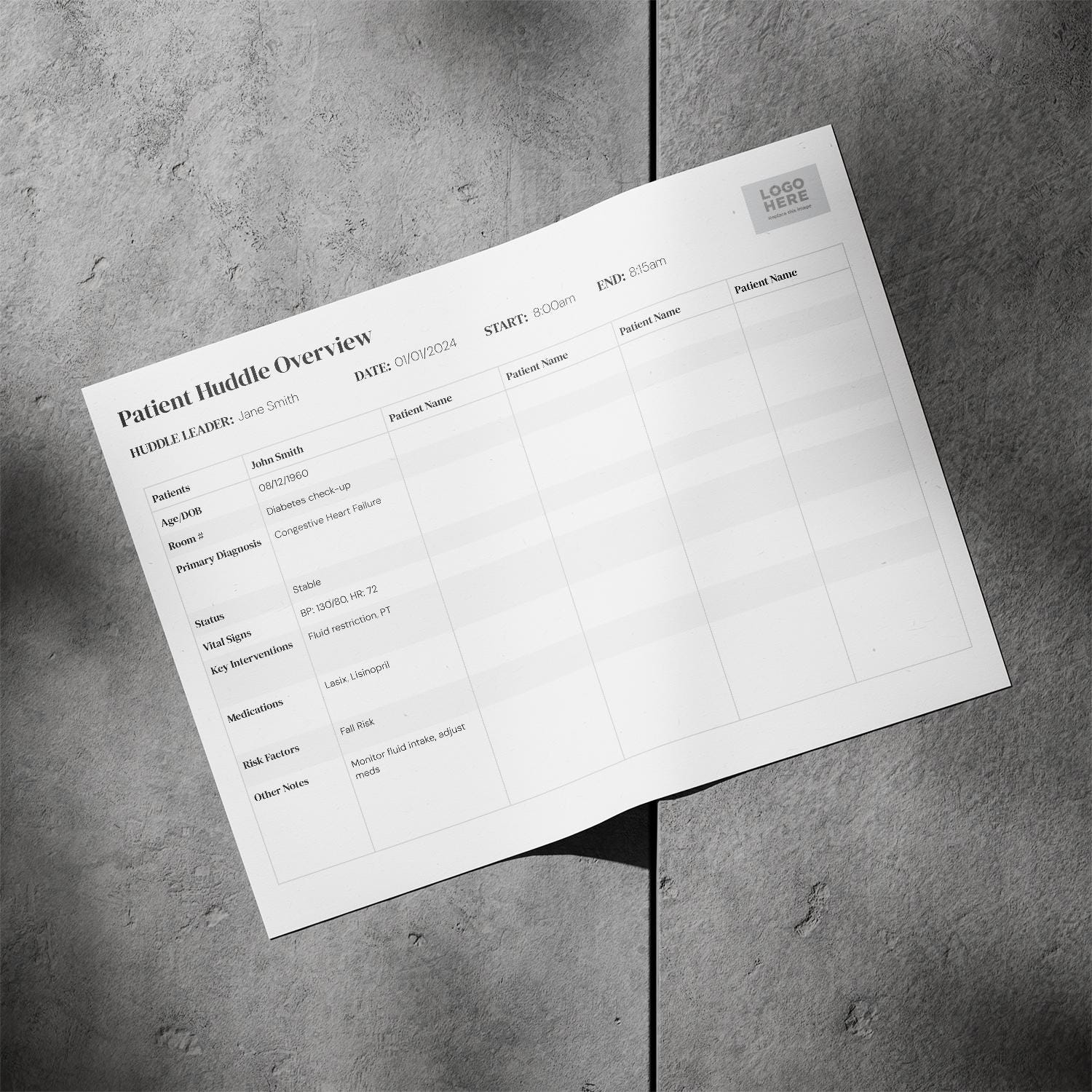 Nurse Medical Huddle Template Sheet Bundle Daily Sheets New Nurse Medical Huddle Template Sheet Bundle Daily Sheets New