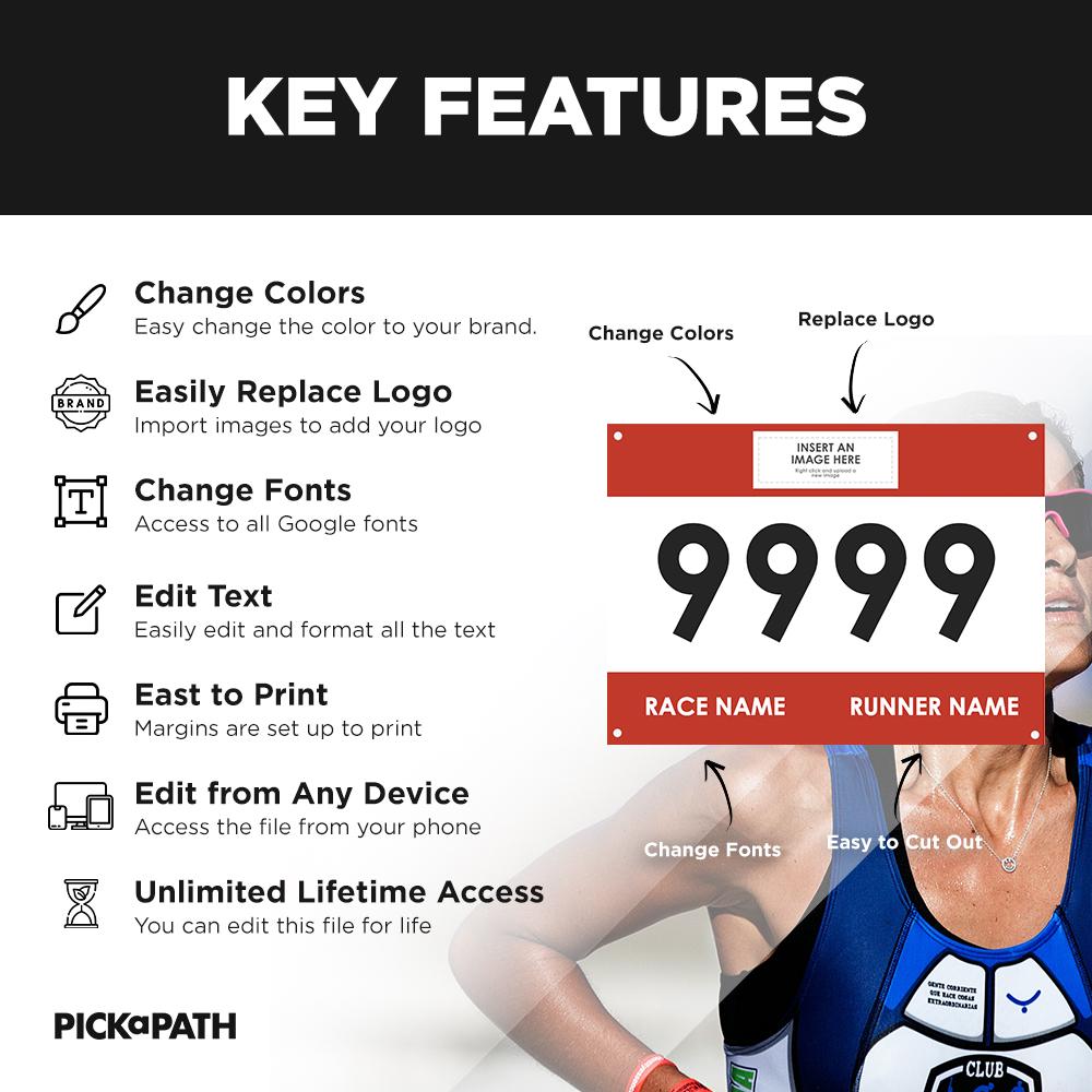 Race Bib Template Bundle | Editable Running Bib Template, Event Details ...