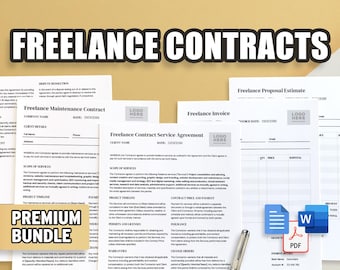 Paquete de contrato de servicios para autónomos / Contrato, mantenimiento, factura, presupuesto / Profesional y fácil de usar / Documentos de Google