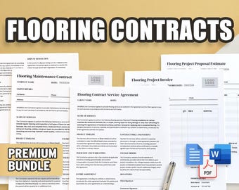 Contrato de instalación de suelos Acuerdo de servicio Paquete / Contrato, mantenimiento, factura, presupuesto / Profesional Fácil de usar / Documento de Google