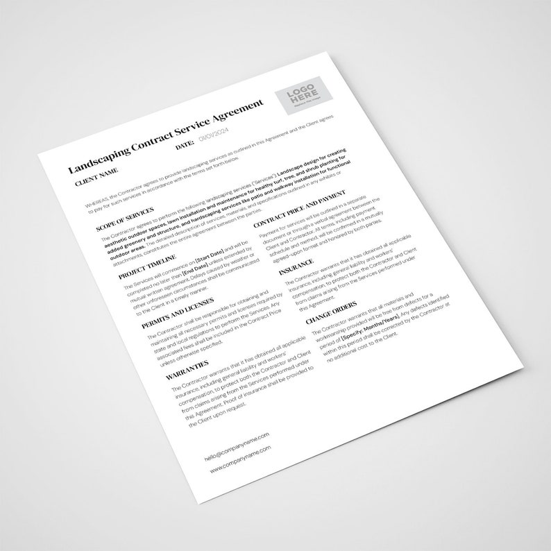 Landscaping Contract Bundle: Service Agreement, Invoice, Estimate (Google Docs) image 7