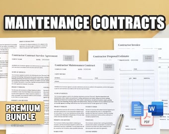 Paquete de plantillas de mantenimiento / Contrato, mantenimiento, factura, presupuesto / Profesional y fácil de usar / Documentos de Google