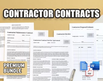 Paquete de contrato de servicios para contratistas / Contrato, mantenimiento, factura, presupuesto / Profesional y fácil de usar / Documentos de Google