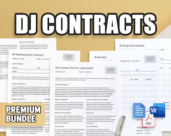 Paquete de contrato de servicio de DJ / Contrato, mantenimiento, factura, presupuesto / Profesional y fácil de usar / Documentos de Google