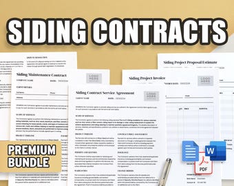 Contrato de instalación de revestimientos: paquete de contrato de servicio / contrato, mantenimiento, factura, presupuesto / profesional y fácil de usar / Google Doc