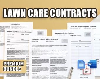 Acuerdo de servicio de mantenimiento del césped / Contrato, mantenimiento, factura, presupuesto / Profesional y fácil de usar / Documentos de Google