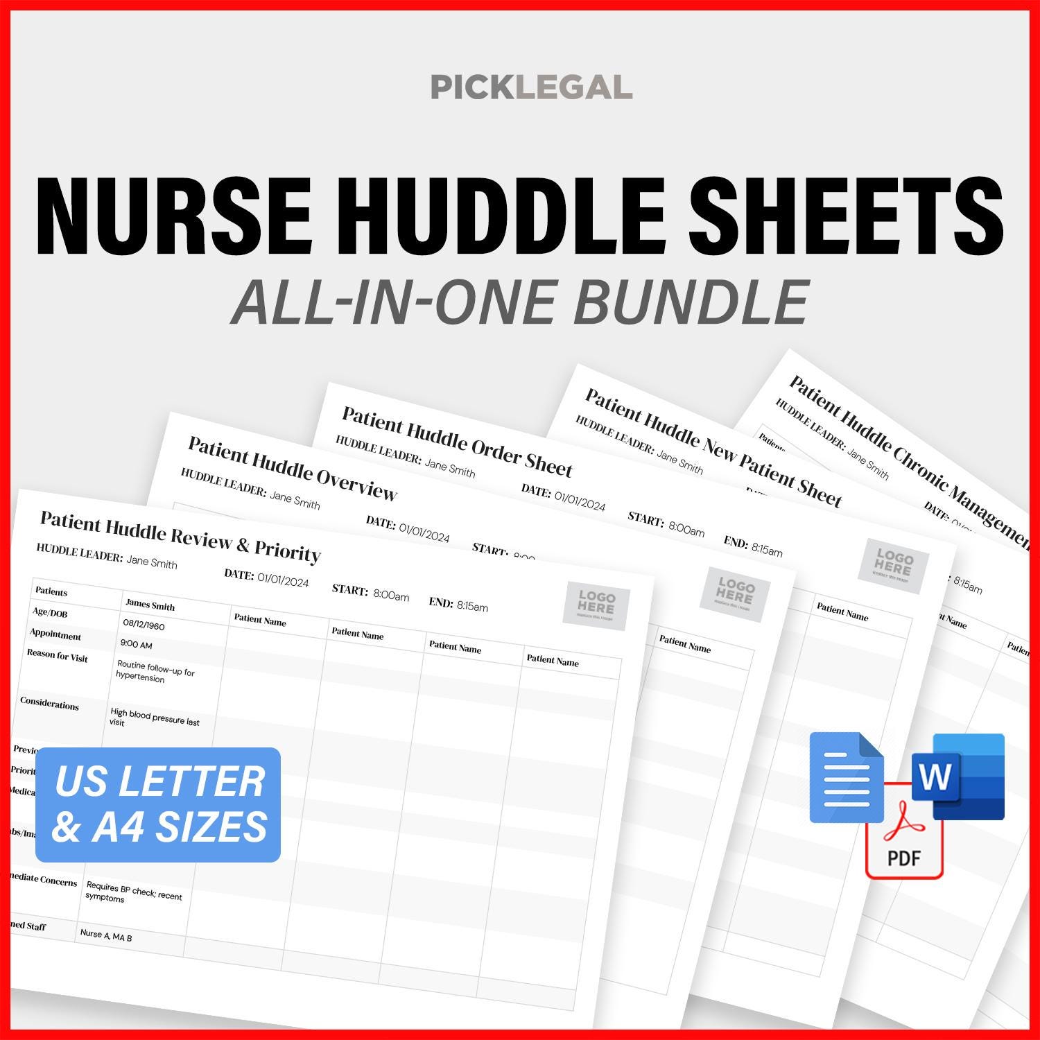 Nurse Medical Huddle Template Sheet Bundle Daily Sheets New Nurse Medical Huddle Template Sheet Bundle Daily Sheets New