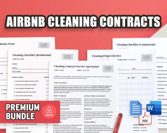 Acuerdo de servicio de limpieza de Airbnb, contrato, mantenimiento, factura, presupuesto, listas de verificación, admisión, alquiler residencial