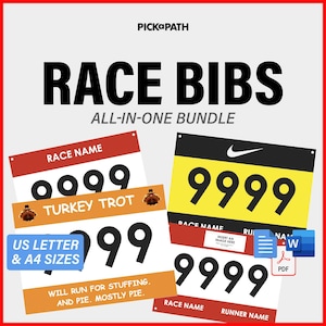 Race Bib Template Bundle | Editable Running Bib Template, Event Details, Participant Info | User-Friendly Replace Logo | Google Docs