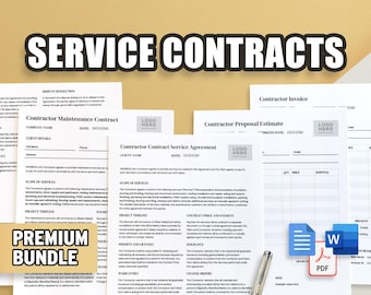 Paquete de contrato de servicio / Contrato, mantenimiento, factura, presupuesto / Profesional y fácil de usar / Documentos de Google