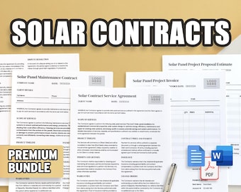 Acuerdo de servicio de contrato de paneles solares / Contrato, mantenimiento, factura, presupuesto / Profesional y fácil de usar / Documentos de Google