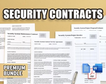 Acuerdo de servicio de contrato de sistema de seguridad / Paquete de contrato, mantenimiento, factura, presupuesto / Profesional y fácil de usar / Documentos de Google