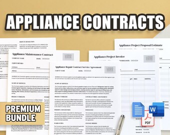 Contrato de reparación de electrodomésticos: paquete de contrato, mantenimiento, factura y presupuesto / Profesional y fácil de usar / Documentos de Google