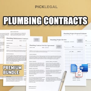 Pacote de acordo de serviço de contrato de encanamento | Contrato, manutenção, fatura, estimativa | Profissional e fácil de usar | Google Docs