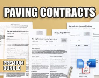 Paquete de contrato de servicio de pavimentación / Contrato, mantenimiento, factura, presupuesto / Profesional y fácil de usar / Documentos de Google