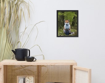 Fox print, Fox Sitting In The Woods,  Fox in Forest, Magical forest art, Wildlife Nature, Woodland animals, Original artwork