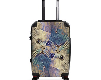 Cabin Suitcase, Cat Lover Suitcase, Cat Design, Suitcase, Carry on Cabin, Cabin Luggage, Hard Case Luggage, Personalized Luggage,