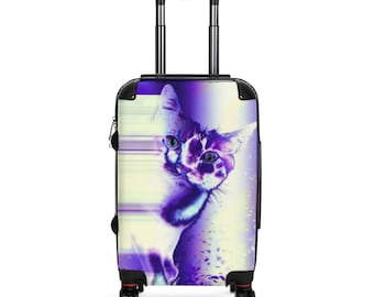 Cabin Suitcase, Carry on Cabin, Cabin Luggage, Hard Case Luggage, Personalized Luggage, Cat Lover Suitcase, Suitcase, Cat Design