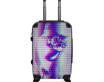 Cabin Suitcase, Carry on Cabin, Cabin Luggage, Hard Case Luggage, Personalized Luggage, Cat Lover Suitcase, Suitcase, Cat Design