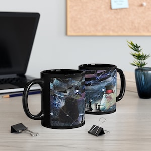 Cats Black Mug 11oz, Cats playing chess Mug, Black and white Cats Mug, Cat Lover Gift, Cat Coffee Mug, Cat Tea Mug, Coffee Cup, Tea Mug