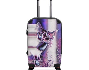 Trolley Cabin Suitcase, Cat Lover Suitcase, Cat Design, Suitcase, Carry on Cabin, Cabin Luggage, Hard Case Luggage, Personalized Luggage