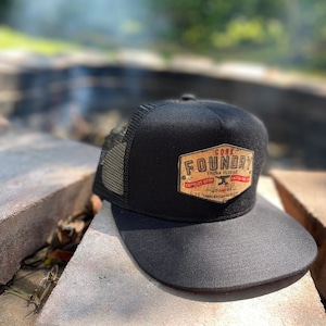 Cork Patch Hat, for Bands, merch, swag, Cork hats, cork, leather patch, trucker, western, country, cowboy, personalized,