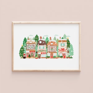 Snowy Shopfronts | Christmas illustration | Giclèe Art Print | Hoglet&Co